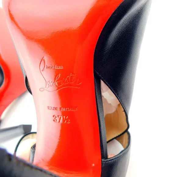 Unworn CHRISTIAN LOUBOUTIN Black Bootie Heels 37.5 - Picture 10 of 13